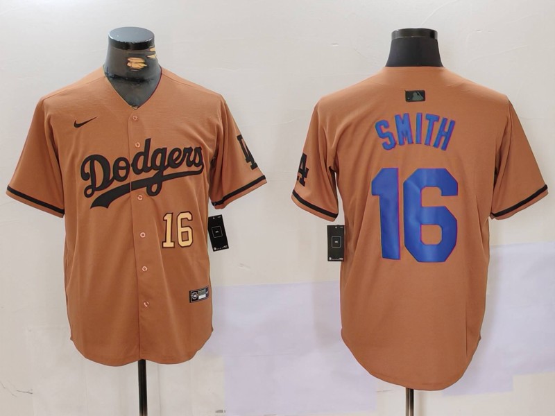 Men Los Angeles Dodgers 16 Smith army green joint name 2024 Nike MLB Jersey style 5